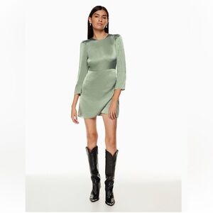 ARITZIA Wilfred - DIDI Satin Mini Dress in Sage green